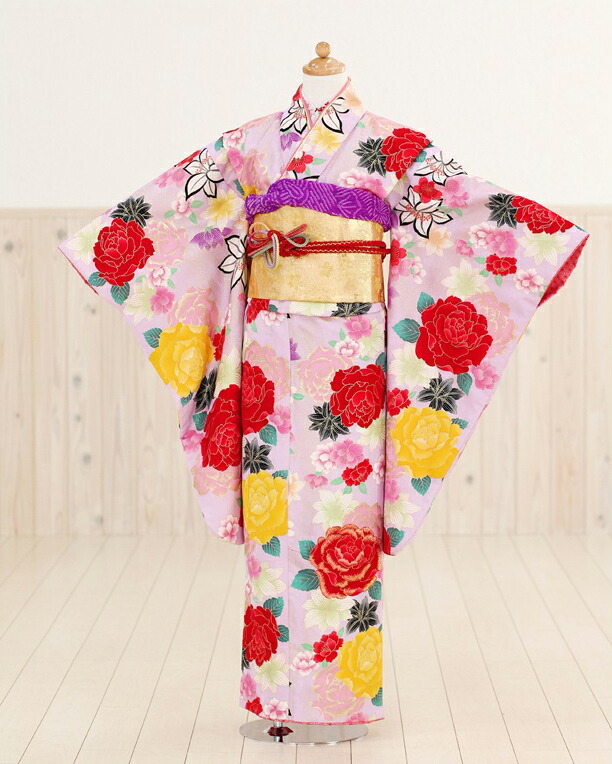お坊っちゃんお召しもの賃借 紫サクラ色に楽しいことのローズ jk1006【御姉さんお召しものフルセット賃借】〔二分の一成年者式〕〔御芽出度〕〔130糎～140糎〕〔8歳～10歳〕〔小学生〕〔でき事〕〔告げ知らせる会〕〔貸お召しもの〕〔1/2〕〔にぶんのいち〕〔お坊っちゃん振袖〕〔赤ちゃん用〕【fy16REN07】