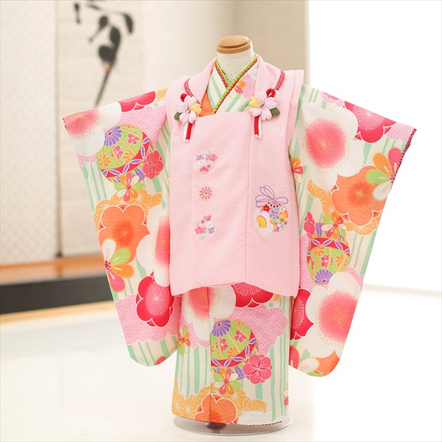 【賃借】３歳 御姉さん お召しもの 七五三賃借 f1284 厚地の外套仕掛ける お召しもの賃借 753 賃借七五三 厚地の外套 貸お召しもの 三歳 ３才 御芽出度 着物 赤ちゃんお召しもの 一般受け レトロ 今めかしい 愛くるしげ 生まれ落ちる日 「式部浪漫」ブランド名 緑であること縞模様慶彩華