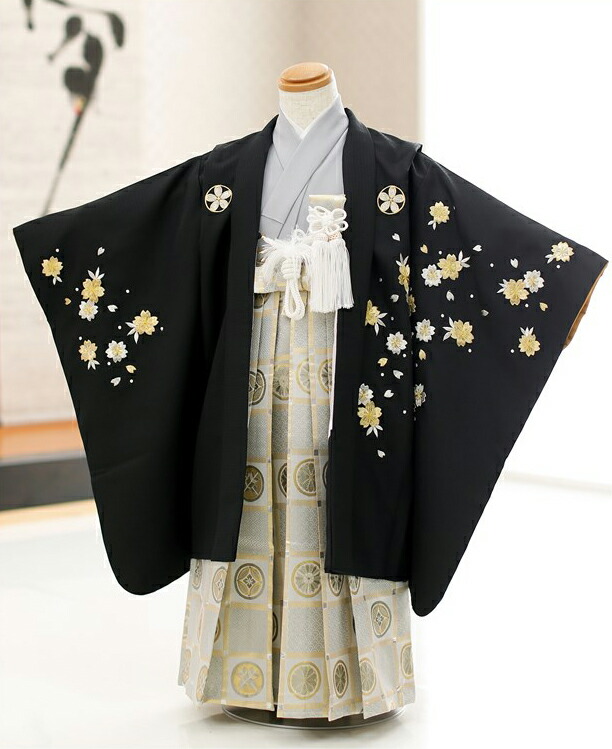 楽天市場】七五三レンタル 定番の黒紋付縞袴 d4077【3歳〜5歳