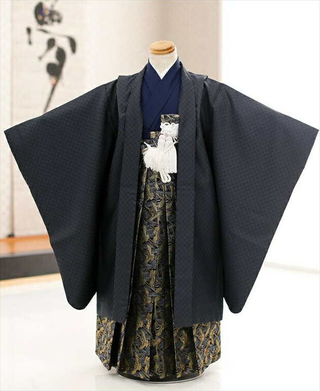 楽天市場】七五三レンタル 定番の黒紋付縞袴3 d5188【5歳男児