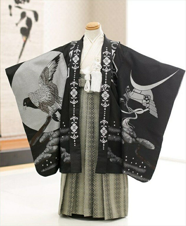 おりびとブランド着物♡七五三　5歳　男の子　セット　一式　黒系 楽天市場】七五三 男の子 着物 レンタル d5191「おりびと」ブランド