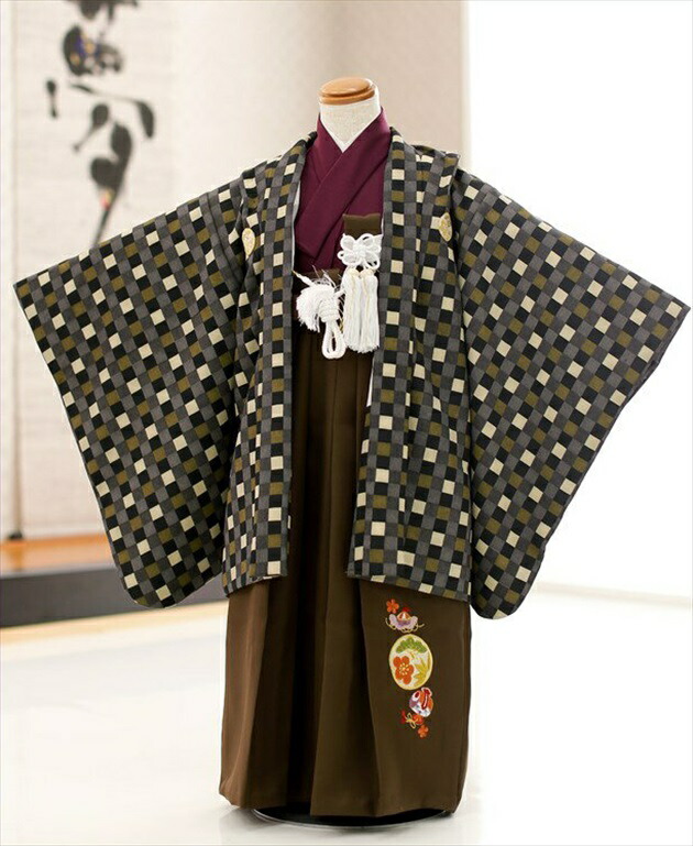 楽天市場】七五三 男の子 着物 レンタル d5185「乙葉」ブランド 黒地に