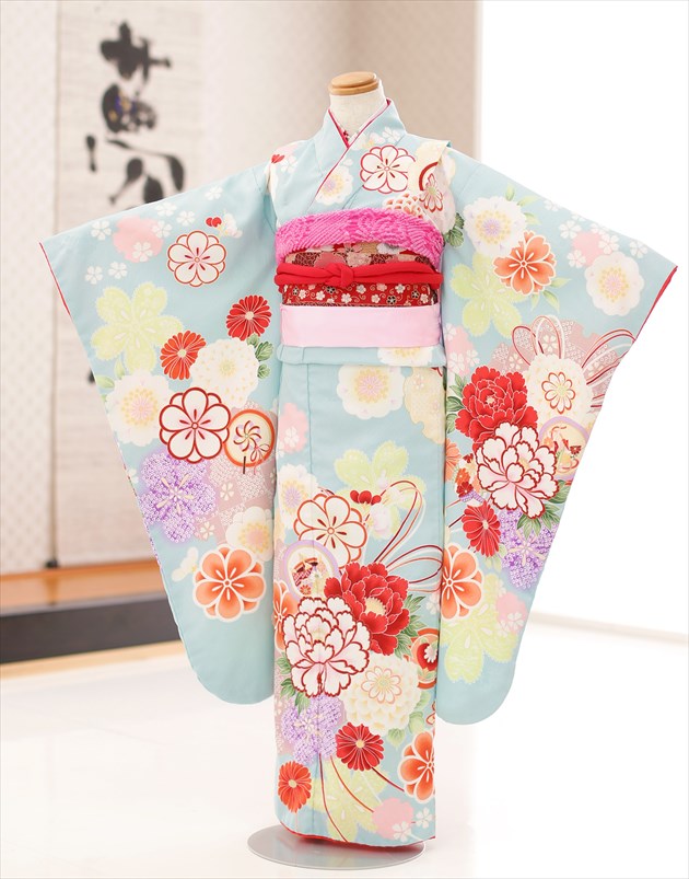 【賃借】７歳 御姉さん お召しもの 七五三賃借 j7204 フルセット 753 お召しもの賃借 赤ちゃんお召しもの ６歳 ７才 御芽出度 七草祝賀会 一般受け 今めかしい レトロ 愛くるしげ 告げ知らせる会「しゃれっこ」ブランド名 水色に淡彩吉祥花【fy16REN07】