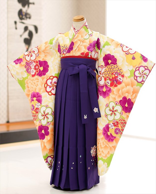 卒園式にオススメ 女の子卒業袴 卒業式 卒園式やイベントに H7131 フルセットレンタル イベント 袴レンタル 身長 約115cm 128cm の6歳前後対応 幼稚園 女の子 着物レンタル 袴レンタル 卒園式 ハイカラさん 保育園 卒業式 子供着物 6歳 7歳 イベント 春 ３月