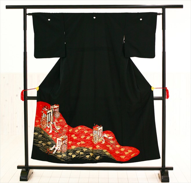 留袖レンタル　赤御所車 tc013【16点フルセット】/レンタル留め袖/着物レンタル/結婚式/黒留袖/母親/貸衣装【smtb-k】【kb】