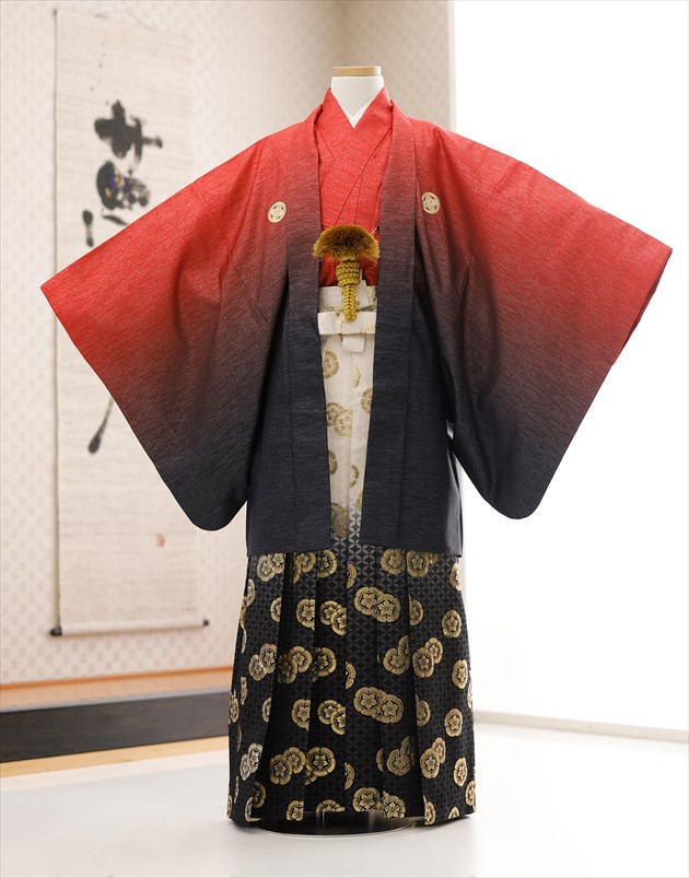 羽織袴 楽天市場】男 紋付 羽織 袴 3点セット 成人式 卒業式 無地 黒 金