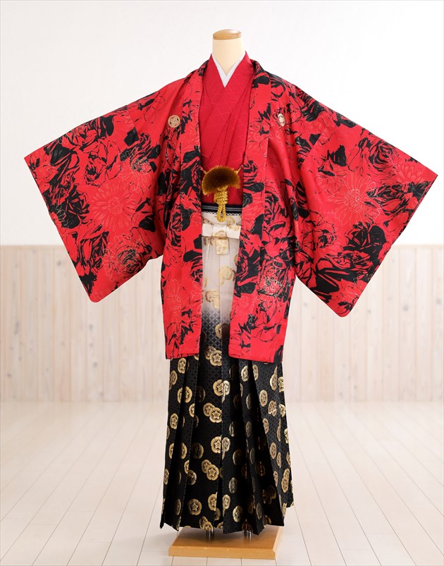 卒業式 結婚式 イベント用などに 存在感抜群 高級紋付袴レンタル 卒業式 人気 二次会 紋付袴フルセット 身長約165cm 175cm対応 メンズ着物 羽織袴 袴レンタル 結婚式 和服 男 Mo096 男性着物レンタル Kimono 二次会 前撮り イベント 和服 モダン クール