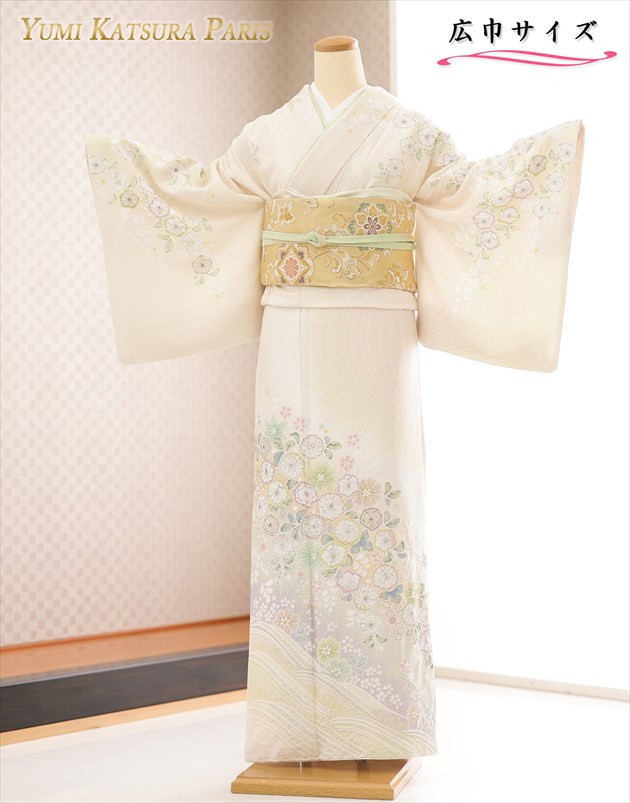 訪問着　フルセット　西洋柄　オフホワイト　金彩加工　着物　Q5 楽天市場】大きいサイズ 訪問着レンタル hh1509 卒業式 母 着物