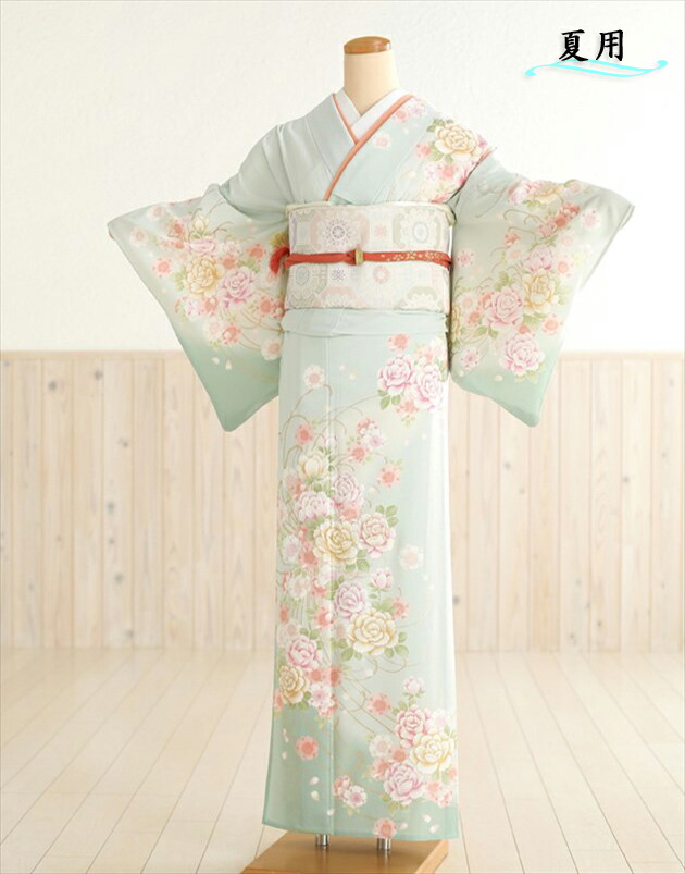 新品！夏単衣の訪問着☆淡いオレンジ色ぼかし☆流水×雲取×霰 imgrc0071756447.jpg