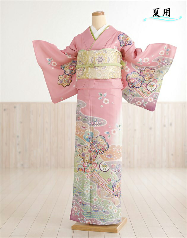 単衣 訪問着レンタル sh1112【夏用 着物レンタル】 訪問着フルセット 単 結婚式 お宮参り イベント kimono サマー 夏 6月 7月 8月 9月 付け下げ 涼しい ママ 母 母親 houmongi ピンクに慶華金刺繍【fy16REN07】【レンタル】|貸衣裳 ぽえむ