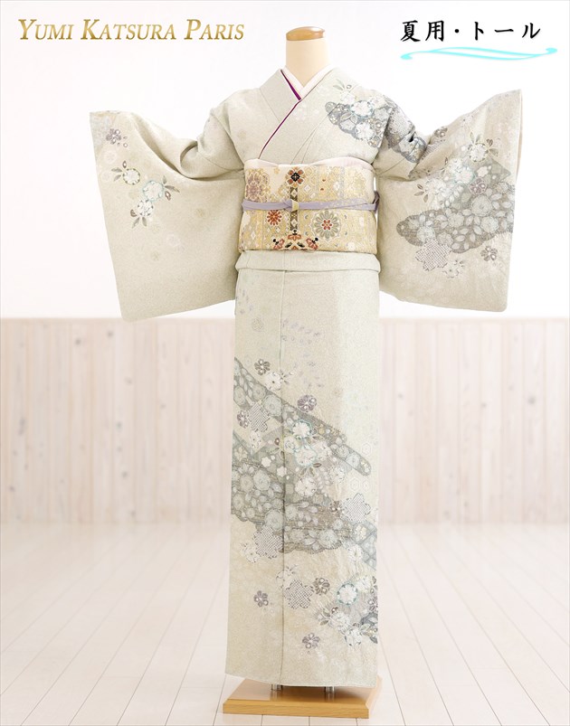 単衣 トールサイズ 桂由美 訪問着レンタル sh1141t 高身長 170cm前後【夏用 正絹 着物レンタル】フルセット 結婚式 お宮参り イベント kimono サマー 夏 ６月 ７月 ８月 ９月 涼しい ママ 母 母親 高級ブランド 2022 上品 houmongi 「彩爽辻が花」【レンタル】