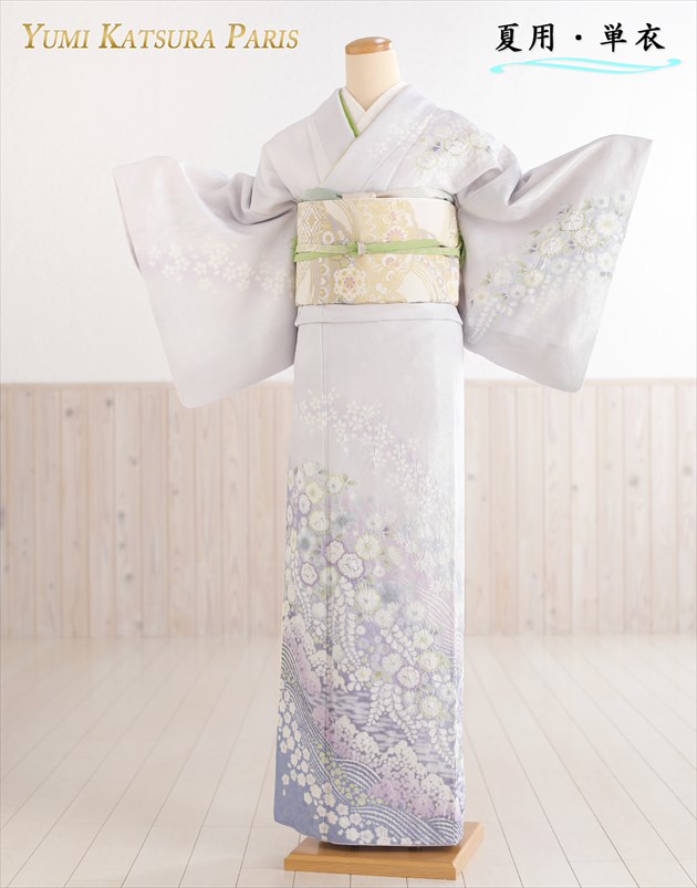 単衣 桂由美 訪問着レンタル 夏用 sh1647 正絹 着物レンタル フルセット 結婚式 お宮参り kimono 夏 ６月 ７月 ８月 ９月 付け下げ 涼しい ママ 母 母親 人気 高級プレミアム ブランド 豪華 houmongi「麗彩絞り辻が花」【レンタル】