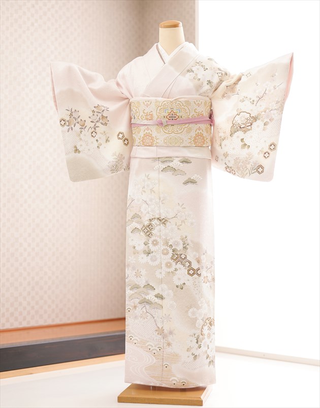 訪問着 セット4点 a197a 正絹　入学式　結婚式　七五三　お宮参り 訪問着レンタル 卒業式 母 着物 hw1434 入学式 ママ 粋な着物
