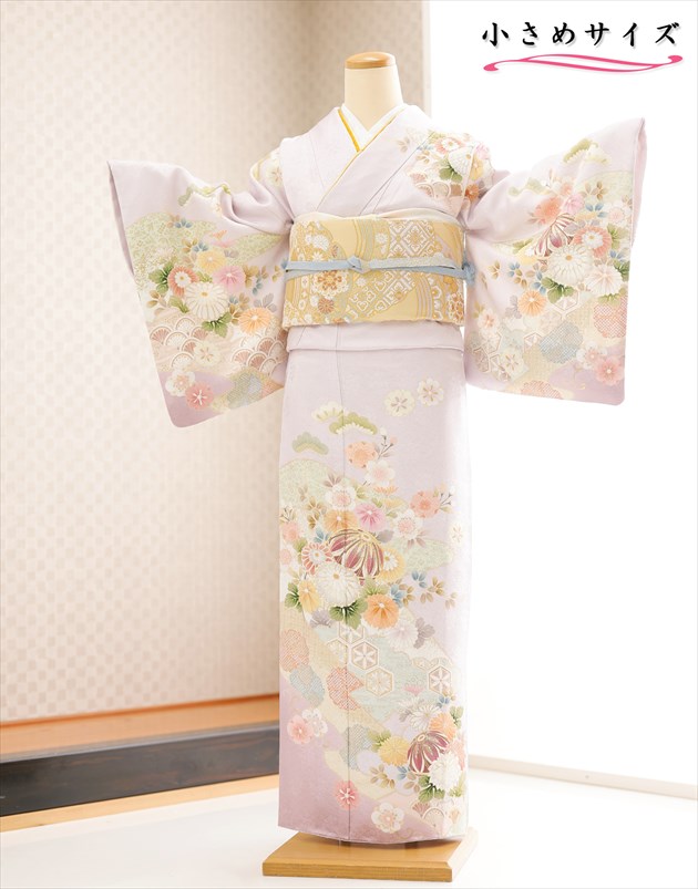 訪問着レンタル 小さいサイズ hw1675s 卒業式 150cm対応 小さめ Sサイズ 正絹 着物レンタル 母 入学式 結婚式 七五三 ママ フルセット お宮参り 753 母親 kimono お茶会 華やか 2025 houmongi「Close Fit」ブランド 上品な紫に吉祥慶彩華【レンタル】