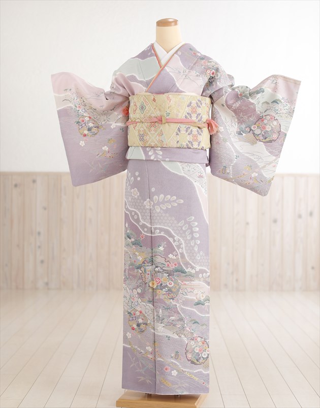 短い訪問着賃借 卒式 hw1370 御召しもの賃借 母 はいり込む式 華燭の典 七五三 おっ母さん【付下げ・短い訪問着フルセット】お宮参り 753  卒園式 正絹 母ちゃん kimono 一般受け 粋 茶の葉会 御前上等紫に名著楽しいことの吉祥記号【fy16REN07】【賃借】