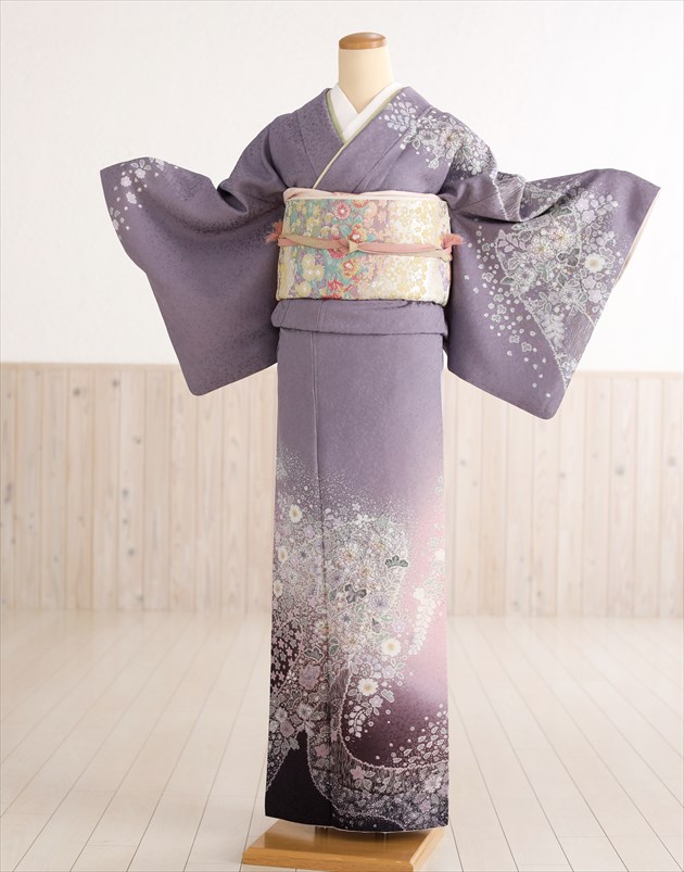 楽天市場】訪問着レンタル 絽 sr5017 「和りずむ」ブランド 紫に縁起