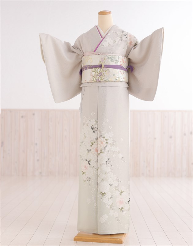 短い訪問着賃借 卒式 hw1580 御召しもの賃借 母 はいり込む式 華燭の典 七五三 おっ母さん お宮参り 753 卒園式 正絹 母ちゃん kimono 短い訪問着 後ばらい下げフルセット 2023 一般受け 御前上等 雅びやか 茶の葉会 今めかしい houmongi「雅びやかな薄墨色に慶吉祥花」【賃借】