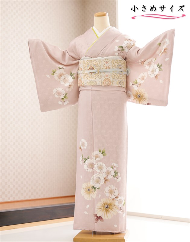 訪問着レンタル 小さいサイズ hw1600s 卒業式 150cm対応 小さめ Sサイズ 正絹 着物レンタル 母 入学式 結婚式 七五三 ママ フルセット お宮参り 753 母親 kimono お茶会 華やか 2023 houmongi 「花季節」ブランド 上品なピンクに吉祥慶華【レンタル】