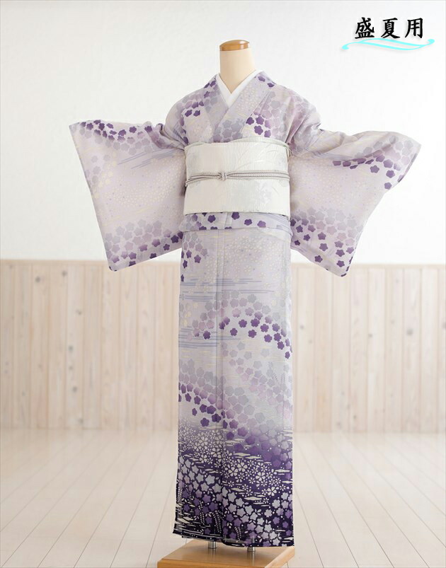 【新品♪夏着物】訪問着＊絽 長尺 辻が花 紫 略礼装 正絹 25H32 新品♪夏着物】訪問着＊絽 長尺 辻が花 紫 略礼装 正絹 25H32