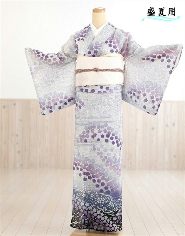 【新品♪夏着物】訪問着＊絽 長尺 辻が花 紫 略礼装 正絹 25H32 新品♪夏着物】訪問着＊絽 長尺 辻が花 紫 略礼装 正絹 25H32