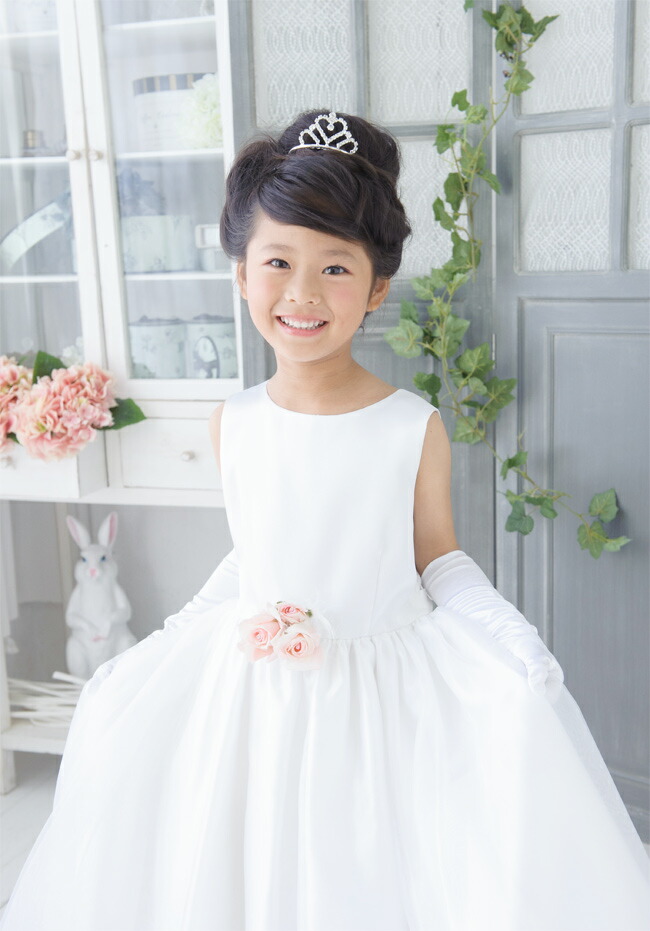 1440円 22正規激安 子供ドレス レンタルキッズドレス 女の子用フォーマルドレス 日本製 001 Wh ホワイト コサージュ付送料無料