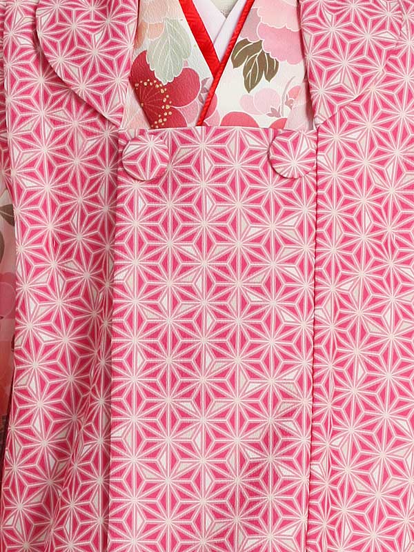【レンタル】七五三(3歳女の子被布)0320KAGURA麻の葉ピンククリーム桃色ぼたん☆新品足袋プレゼント☆【753七五三衣装着物3歳被布前撮り後撮り子供きものレンタルおんなのこ女児女子ブランド】送料無料