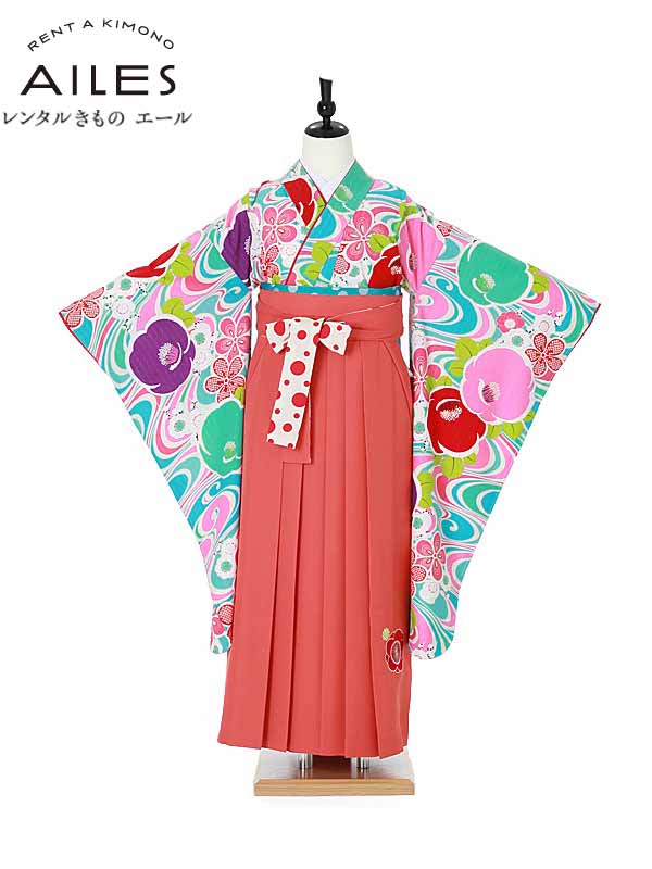 【レンタル】ジュニア小学校卒業袴レンタルAR0007 ジュニア卒業式 小学生 卒業式 袴女の子 小学校 卒業袴 レンタル 卒業式 レンタル袴 小学校 卒業式 着物【往復送料無料】148～153cm位。｜レンタルきもの　エール 14,850円