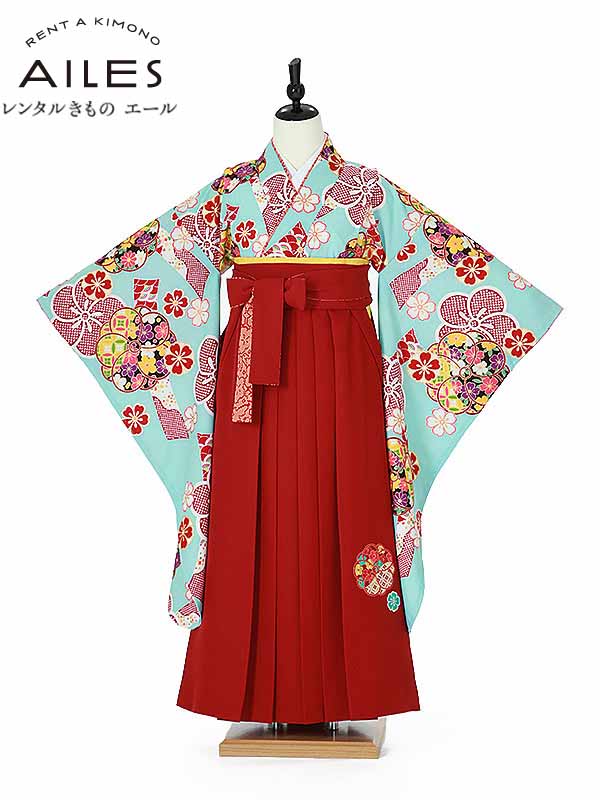 【レンタル】ジュニア小学校卒業袴レンタルAR0020 ジュニア卒業式 小学生 卒業式 袴女の子 小学校 卒業袴 レンタル 九重 卒業式 レンタル袴 小学校 卒業式 着物 【往復送料無料】148cm～153cm｜レンタルきもの　エール