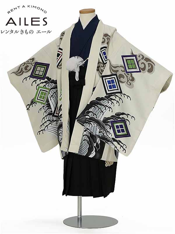 七五三 着物【レンタル】 かんたん七五三 5歳 袴レンタル AO5124 ベージュ 紺 龍 刺繍袴 小町kids 男児 七五三袴 羽織袴 袴セット 貸衣装 和装 お正月 お祝い 卒園式 きもの ５才男の子 人気柄 子供 着物 男の子 753 かっこいい 人気 新品足袋プレゼント