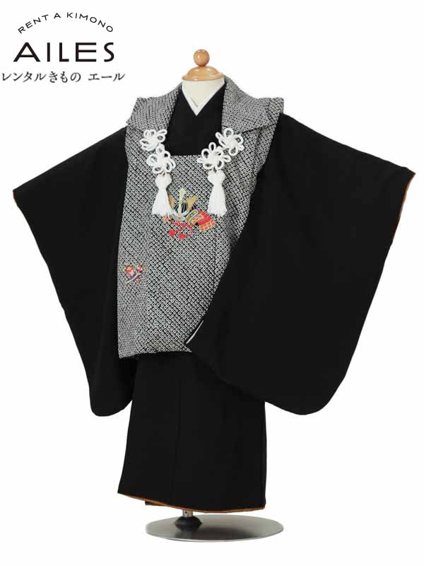七五三 着物 【レンタル】 七五三 男の子 3歳被布コートレンタルAO3028 黒 本絞り 正絹 男児 七五三被布コート レンタル 七五三 被布セット 子供 着物 男の子 3歳 七五三 上品 七五三 新品足袋プレゼント 【往復送料無料】|レンタルきもの エール