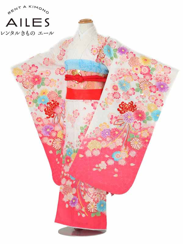 七五三 御召しもの 【賃借】七五三お嬢さん ７歳御召しもの賃借 AP7020 白 桜 菊 お嬢さん 七五三御召しもの 賃借 七五三 賃借御召しもの ちびっ子 御召しもの ７歳 七五三 お嬢さん きもの 好いたらしい 753 足袋差し上げ物 【往復貨物輸送無料】