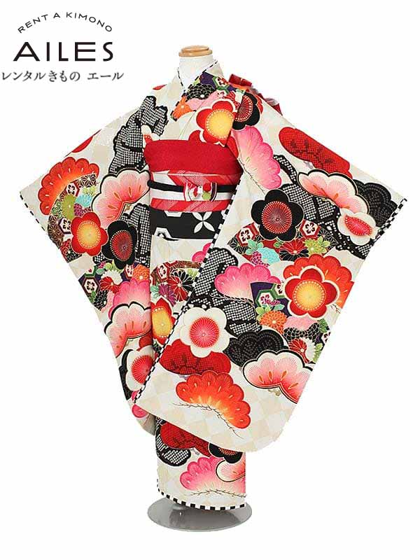 七五三 着物 【レンタル】七五三女の子 ７歳着物レンタル AP7036 白地 扇 梅 JAPANSTYLE 女児 七五三着物 レンタル 七五三 レンタル着物 子供 着物 ７歳 七五三 女の子 きもの 可愛い 753 足袋プレゼント 【往復送料無料】