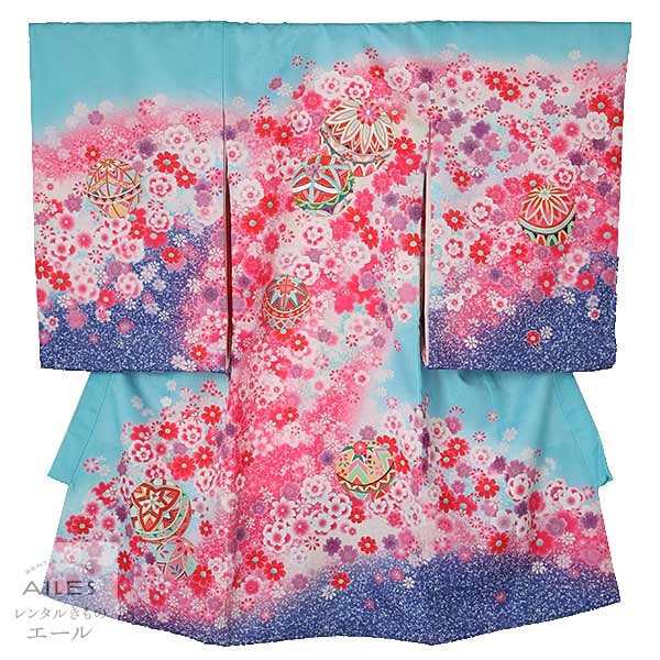 【賃借】産着うしろ帯賃借 AM0080 水色 鞠 花飾りつけ 産着 賃借 お宮参り 産着賃借 祝着賃借 初着 可愛らしい うしろ帯 赤んぼう 祝する映画化 御召しもの 産着 赤んぼう御召しもの rental かぶり笠よだれかけ仕掛ける賃借 貨物輸送無料