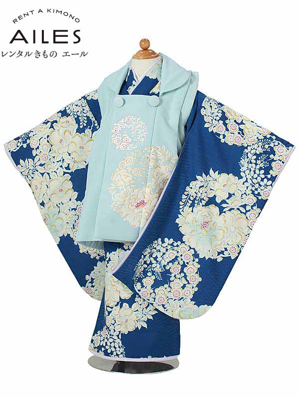 花輪 子供 人気柄 3歳被布コートレンタル 和服 753 Natural 3才女の子 和装 753 お正月 七五三 七五三 3歳 青 貸衣装 被布コート きもの 七五三 Beauty Ap3103 3才女の子 レンタル お祝い 女の子 身長90 100cm位まで 人気柄 七五三のお参りや前撮り 結婚式や
