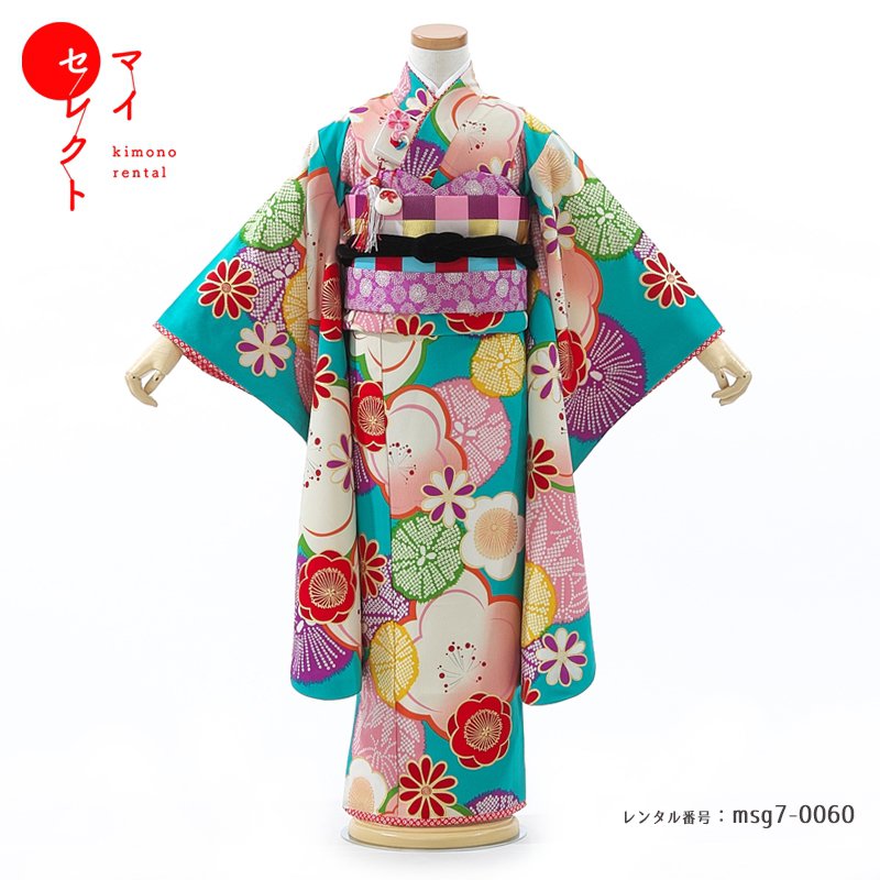 新品未使用　七五三　七草　水色の着物 楽天市場】七五三 着物 7歳 フルセット レンタル 女の子 高級