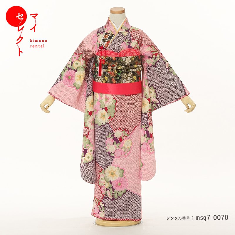 【レンタル】 七五三 身長110cm～125cm 着物レンタル 7歳 女の子 msg7_0070 レトロ 着物 レンタル 草履 バッグ 衣装 レンタル着物 おしゃれ モダン 長襦袢 貸衣装 古典 和服 753着物 七歳 子供 七五三レンタル きもの 女児 子ども 753 七五三着物 七草祝い 7才 6才 8才