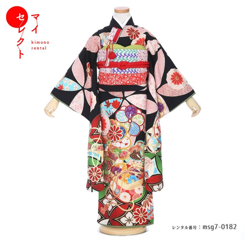 【レンタル】 七五三 身長110cm～125cm 着物 レンタル 7歳 女の子 msg7_0182 HAIBARA レトロ 着物レンタル 草履 バッグ 衣装 レンタル着物 髪飾り モダン 貸衣装 古典 753着物 七歳 子供 七五三レンタル 子ども 753 七五三着物 七草祝い 七才 六才 八才｜レンタル衣裳　マイセレクト