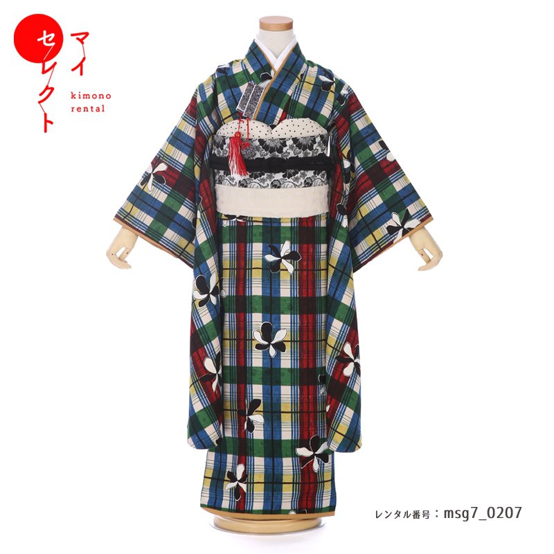 【レンタル】 七五三 身長110cm～125cm 着物 レンタル 7歳 女の子 Modern Antenna msg7-0207 髪飾り レトロ 着物レンタル 草履 バッグ 衣装 レンタル着物 モダンアンテナ モダン 貸衣装 古典 753着物 七歳 子供 七五三レンタル 子ども 753 七五三着物 七草祝い 六歳 八歳｜レンタル衣裳　マイセレクト