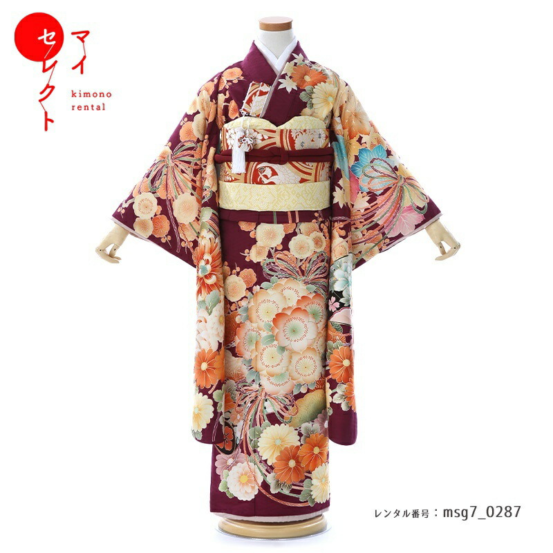 【レンタル】 七五三 身長110cm~125cm 着物 レンタル 7歳 女の子 華徒然 レンタル 髪飾り付き フルセット 往復送料無料 msg7_0287 七歳 753着物 子供 貸衣装 女児 小学生 草履 バッグ 長襦袢 衣装 きもの モダン レトロ 古典 おしゃれ 七草祝い 六歳 八歳|レンタル衣裳 マイセレクト