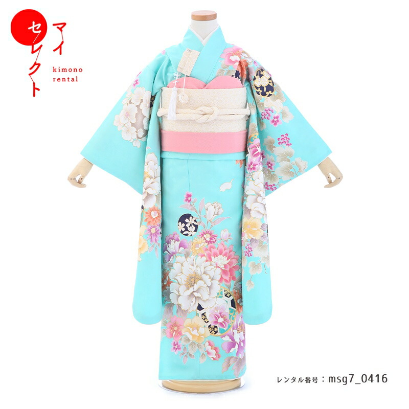 【レンタル】 身長110cm～125cm 着物レンタル 七五三 7歳 女の子 フルセット レンタル しゃれっこ msg7_0416 七歳 753着物 子供 貸衣装 女児 小学生 草履 バッグ 長襦袢 衣装 きもの モダン レトロ 古典 おしゃれ 七草祝い 7才 6才 8才 往復送料無料｜レンタル衣裳　マイセレクト