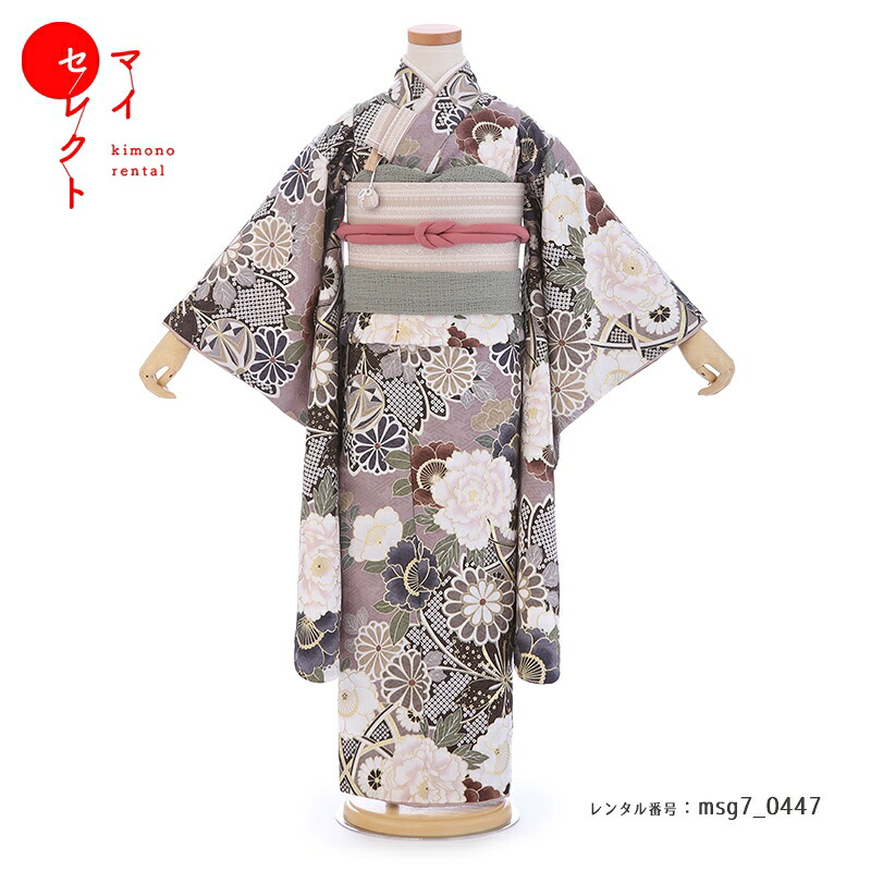 【レンタル】 七五三 身長110cm～125cm 着物 7歳 レンタル 女の子 ラフィネココ(Raffine) パープル msg7_0447 イエロー クリーム色往復送料無料 髪飾り レトロ 着物レンタル 草履 バッグ 衣装 レンタル着物 モダン 七五三レンタル 子ども 753 七五三着物 七草祝い 6歳 8歳｜レンタル衣裳　マイセレクト