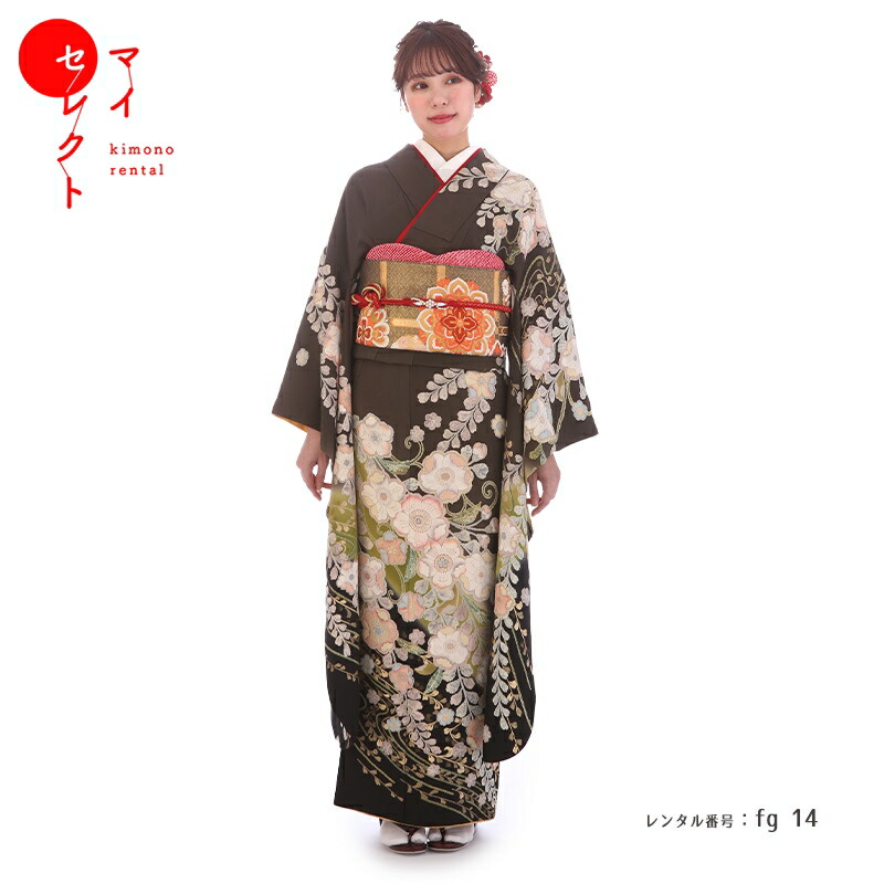 楽天市場】振袖 レンタル【成人式】fg_59 / 村28号(グリーン×黒) 振袖