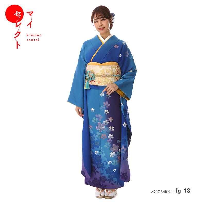 4609　振袖フルセット　成人式　結婚式　卒業式　青緑　ふりそで 振袖 レンタル 無地 青 【青緑無地刺繍 N-spice】 振袖 レンタル