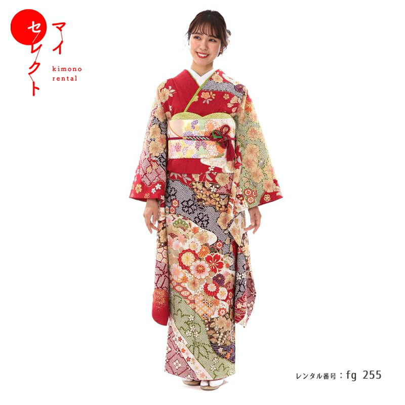 【KA47】 振袖 女形 青 花柄 着物 大衆演劇 kifkif×古今 浴衣 鉄線 （瑠璃色） 仕立て上がり 日本製