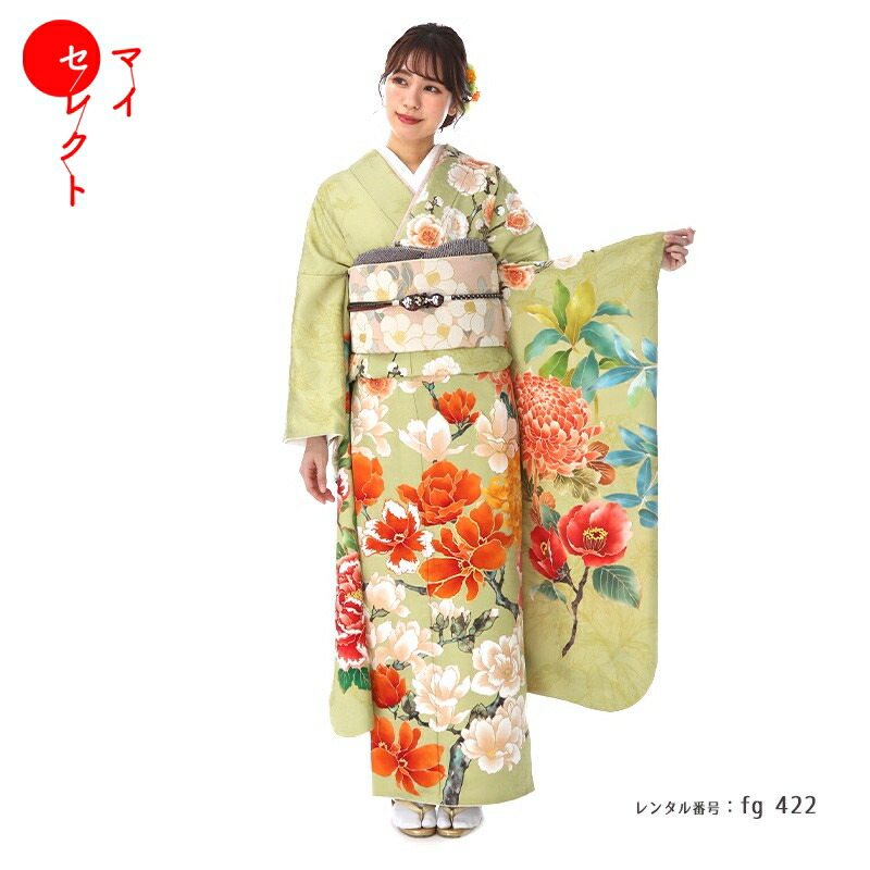 振袖　レンタル 〔fg_422〕結婚式 貸衣装 レンタル着物 往復送料無料 |フルセット 草履 成人式 バッグ 振袖レンタル セット 振り袖レンタル 長襦袢 帯揚げ 結納 和服 帯締め 着物セット 卒業式 婚礼 礼装 可愛い 披露宴 結婚式 ぞうり 着物 【レンタル】