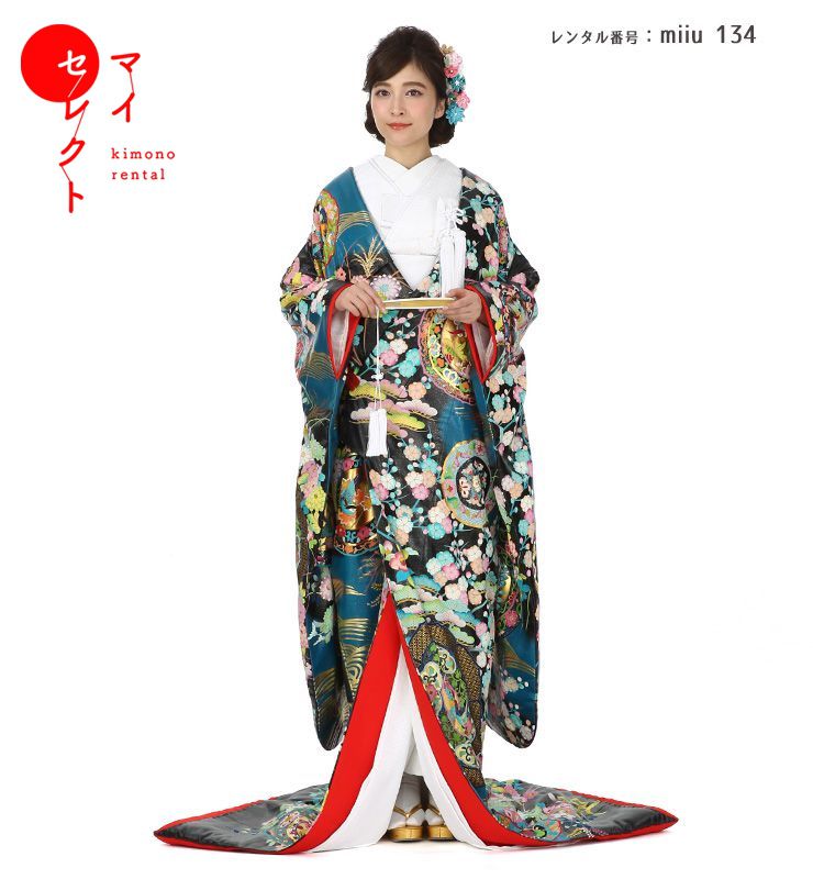 送料無料！鶴模様着物　着物　色打掛　結婚式　和装 色打掛・桜松鶴｜白無垢・色打掛レンタルなら結婚式着物専門の