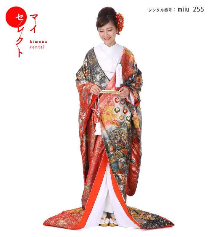 色打掛 レンタル 袴 着物レンタル フルセット レンタル着物 往復送料無料 Miiu 255 貸衣装 和装 花嫁着物 結婚式 モダン レンタル衣装 着物