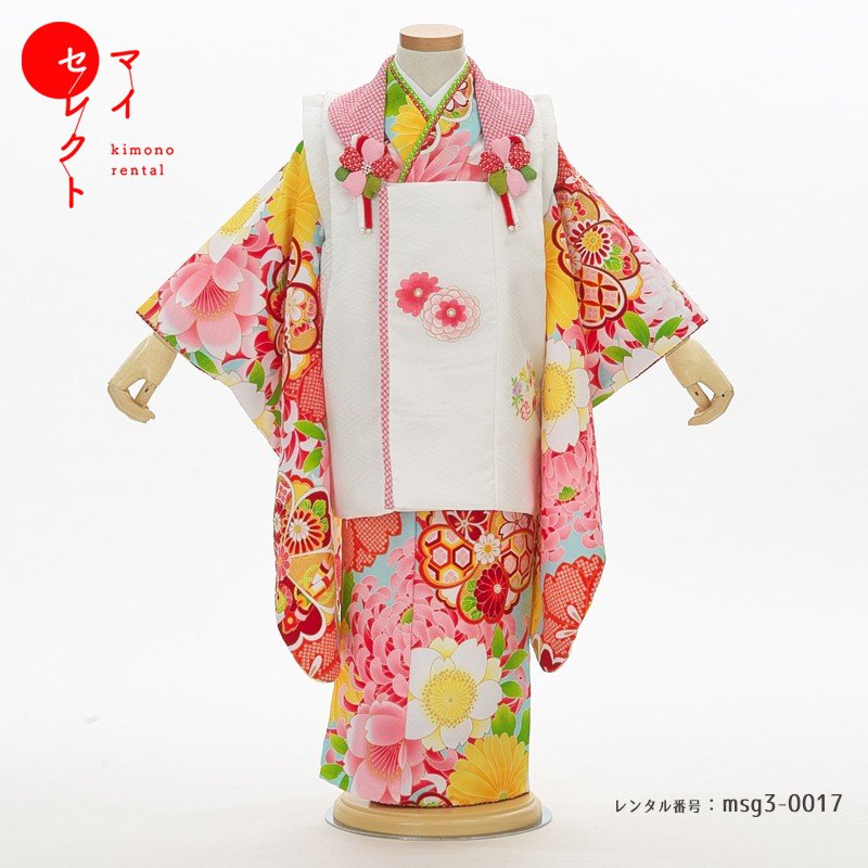 着物セット 高品質 レンタル 往復送料無料 Roman Shikibu Msg3 0017 女の子 式部浪漫 3歳 着物 七五三 草履 着物 レンタル 和服 子ども着物 七五三レンタル 子供 被布セット 被布 古典 おしゃれ 女児 753着物 フルセット モダン 三歳 フルレンタル 衣装 貸衣装