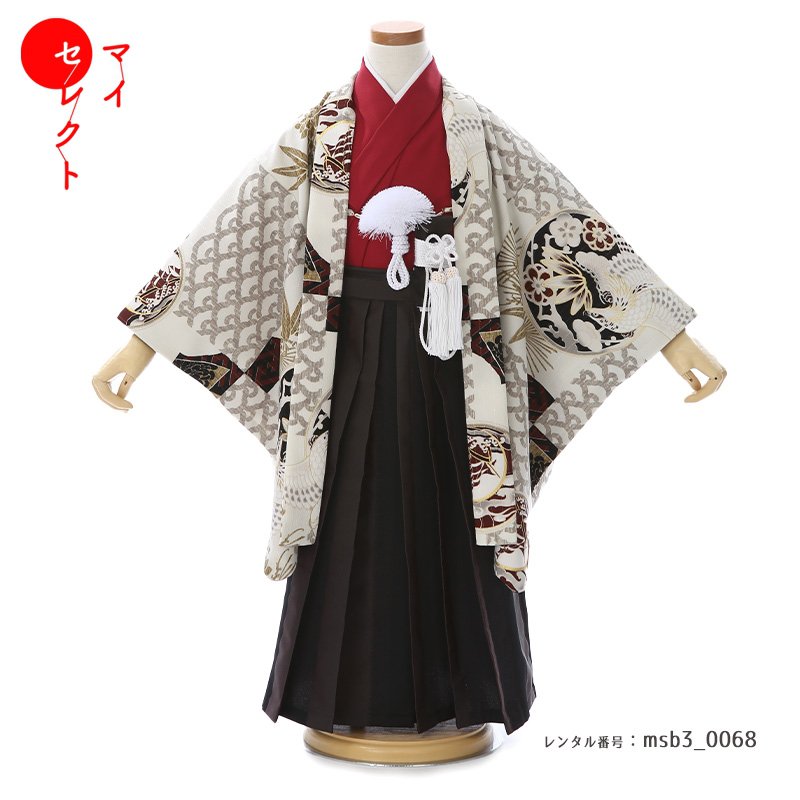 【レンタル】 身長85cm～100cm 着物レンタル 七五三 着物 レンタル 3歳 男の子 往復送料無料 [羽織袴/小物/草履（雪駄） フルセット] 着付け動画/msb3_0068/ジャパンスタイル JAPAN STYLE レトロ モダン 貸衣装 貸衣裳 三歳 古典 和服 753 子供 二歳 四歳