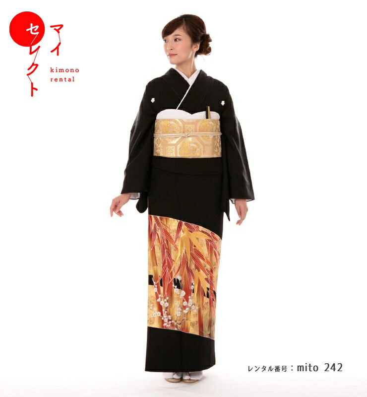【レンタル】 黒留袖 桂由美 mito_242 /桂由美 松竹梅の奏 正絹 黒留袖レンタル 結婚式 貸衣装 留袖レンタル 往復送料無料 フルセット レンタル着物 母親 黒留め袖 着物セット 祖母 セット 草履 バック 和装 着物 礼装用 草履バッグセット 黒留 留袖|レンタル衣裳 マイセレクト